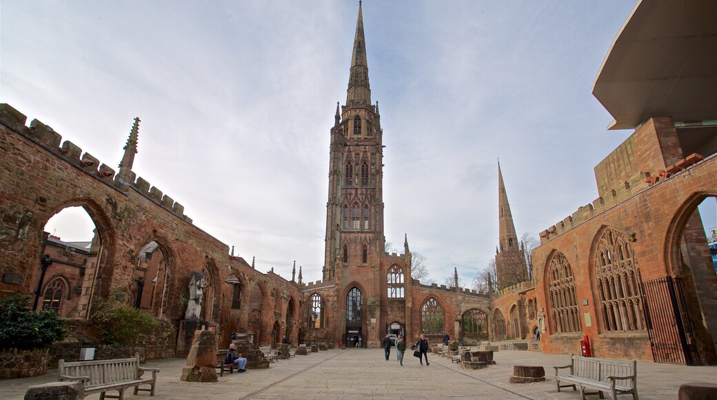 Coventry Cathedral which includes heritage architecture and a church or cathedral