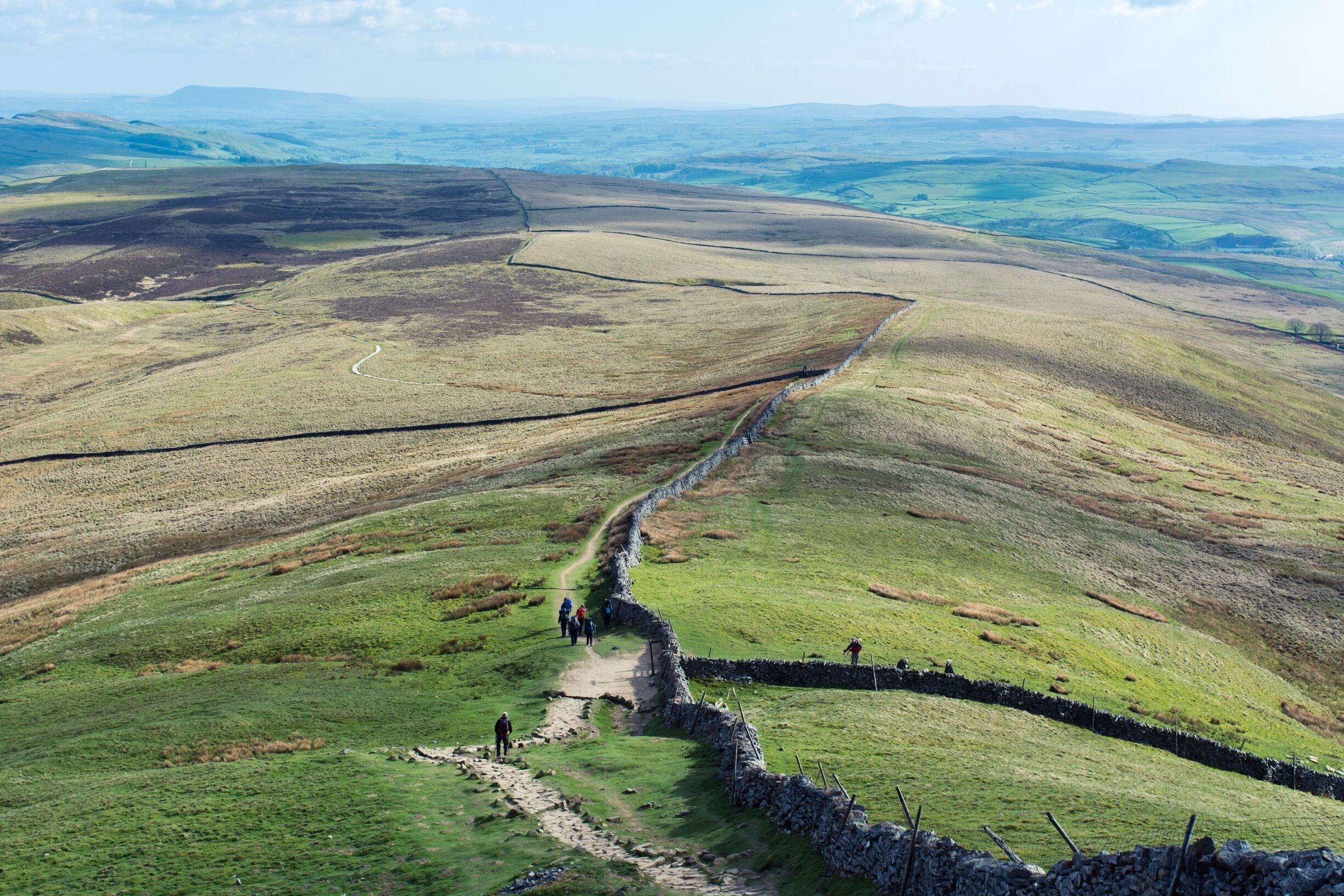 The final hill of Yorkshire Three Peaks Challenge, a hike of around 27-30 miles including ascent of three mountains. Beautiful scenery all around, but quite challenging.