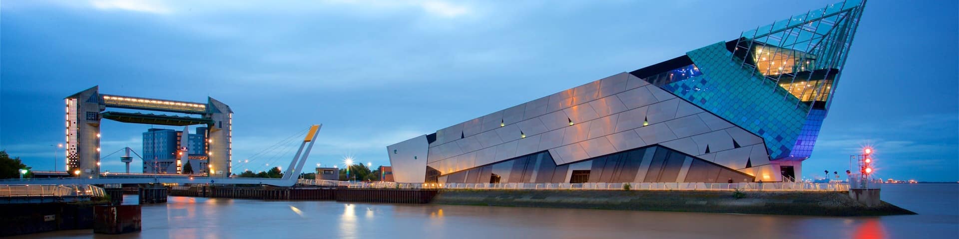 The Deep featuring modern architecture, general coastal views and night scenes