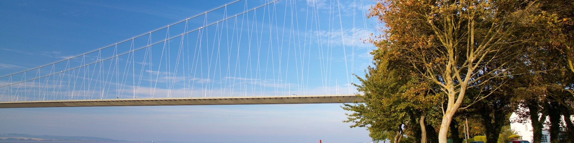 Humber Bridge featuring a bridge, a garden and a river or creek