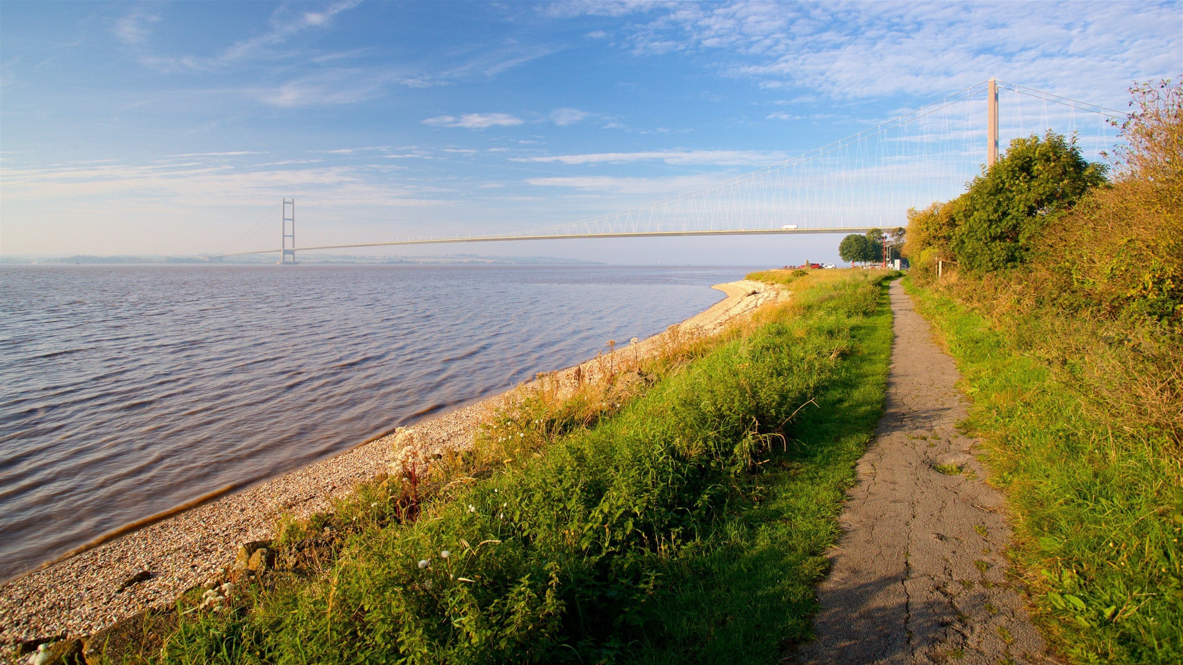 Humber Bridge featuring general coastal views and a bridge
