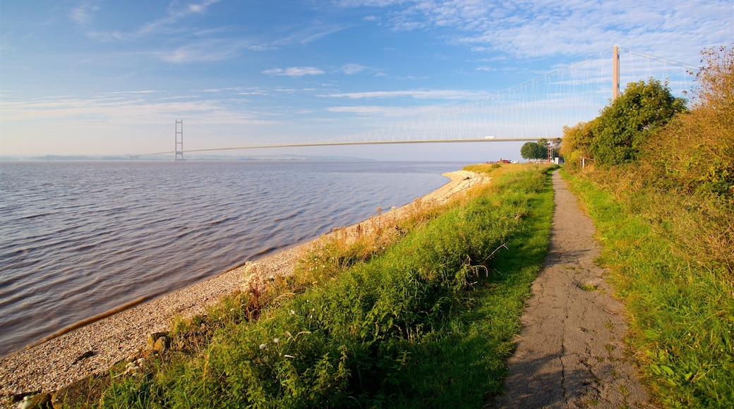 Humber Bridge featuring general coastal views and a bridge