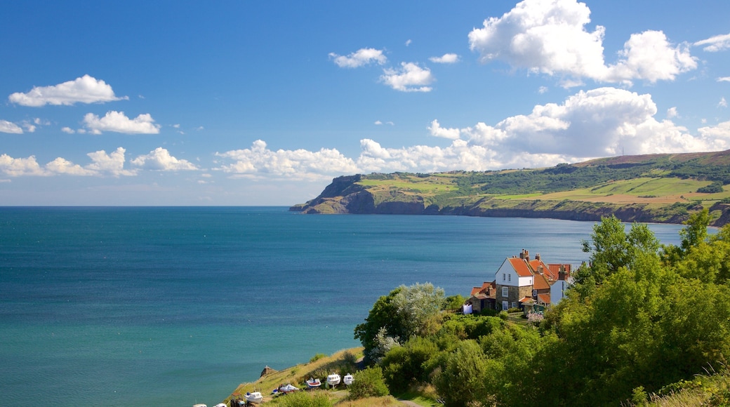 Robin Hood\'s Bay Beach featuring general coastal views, a house and tranquil scenes