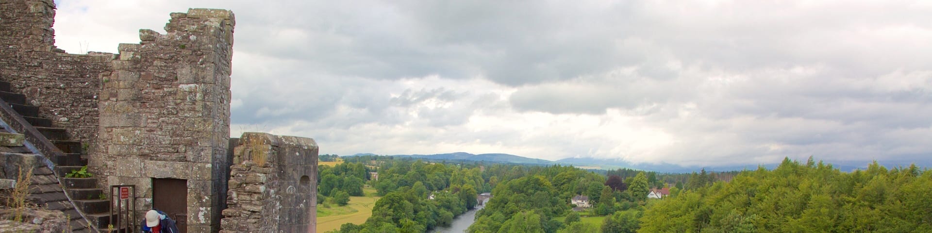 Doune Castle featuring heritage elements and forest scenes