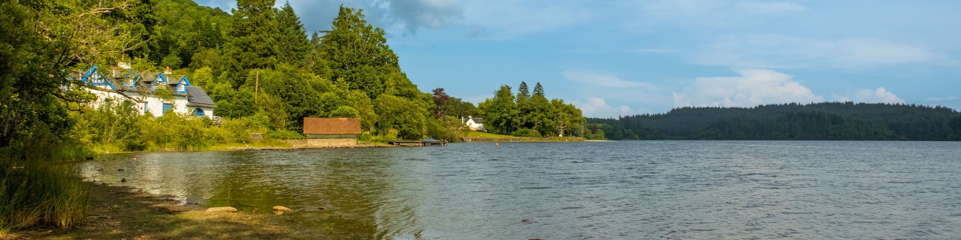 Loch Ard on a summers day in Loch Lomond and Trossachs National Park, Scotland
