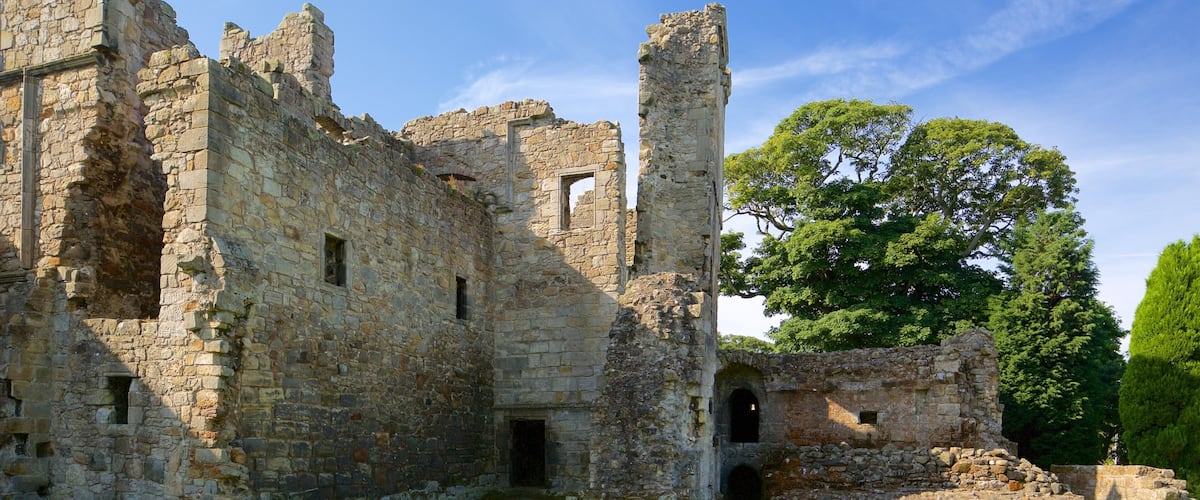 Aberdour Castle featuring building ruins, a castle and heritage elements