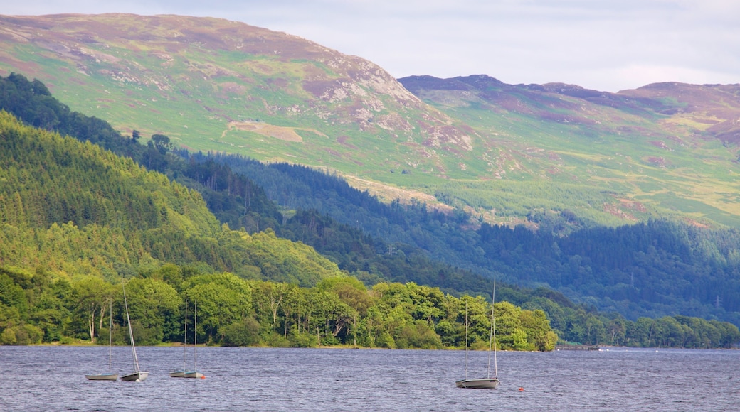 Loch Earn featuring forest scenes, a lake or waterhole and mountains