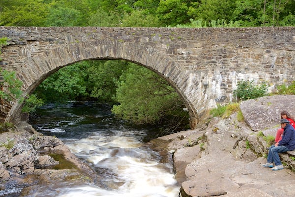 Falls of Dochart which includes rapids and a bridge as well as a small group of people