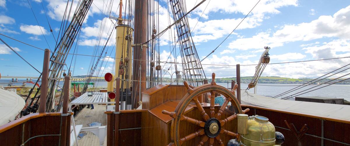 Discovery Point featuring heritage elements and boating