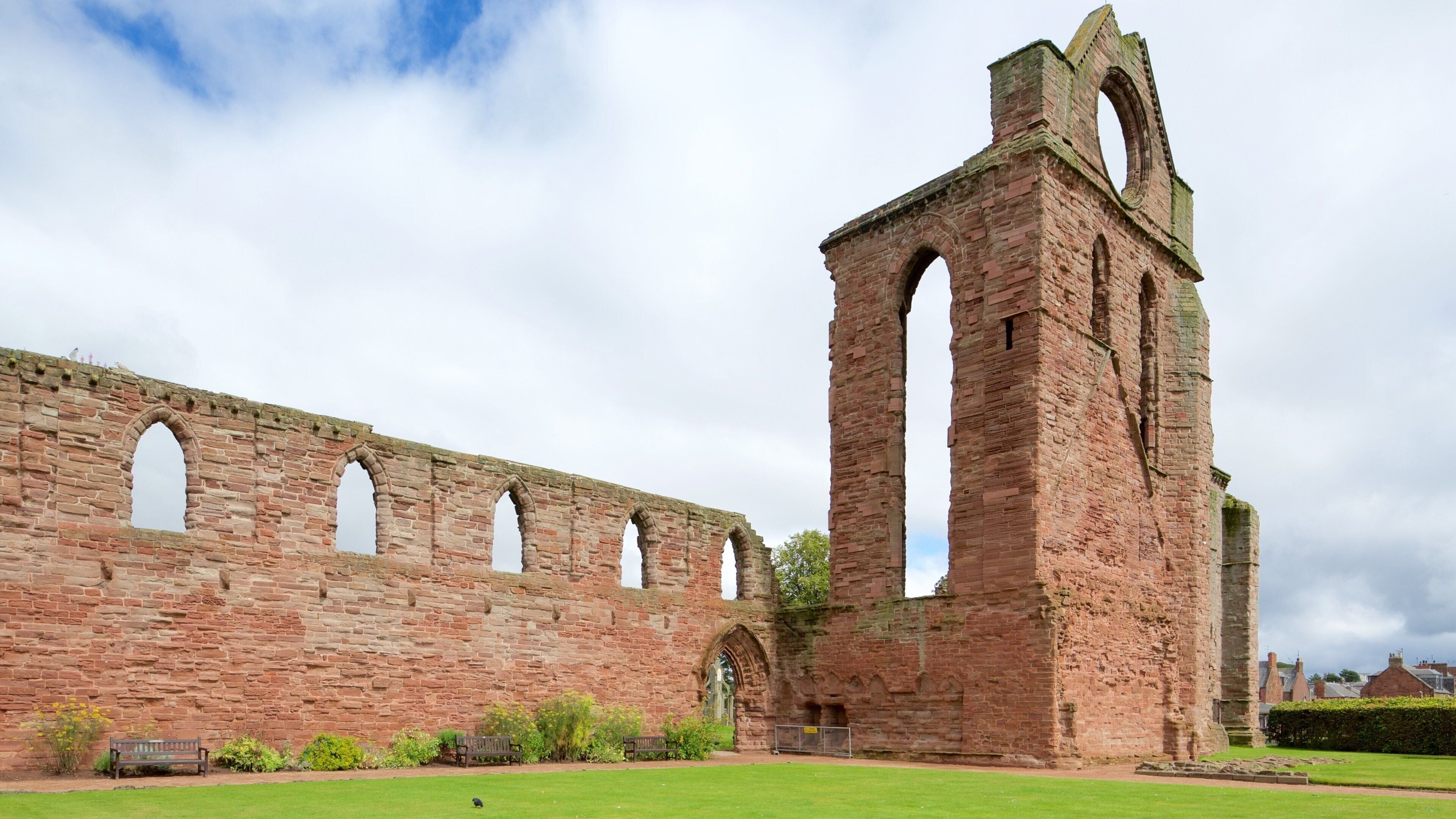 Arbroath Abbey which includes heritage elements and building ruins
