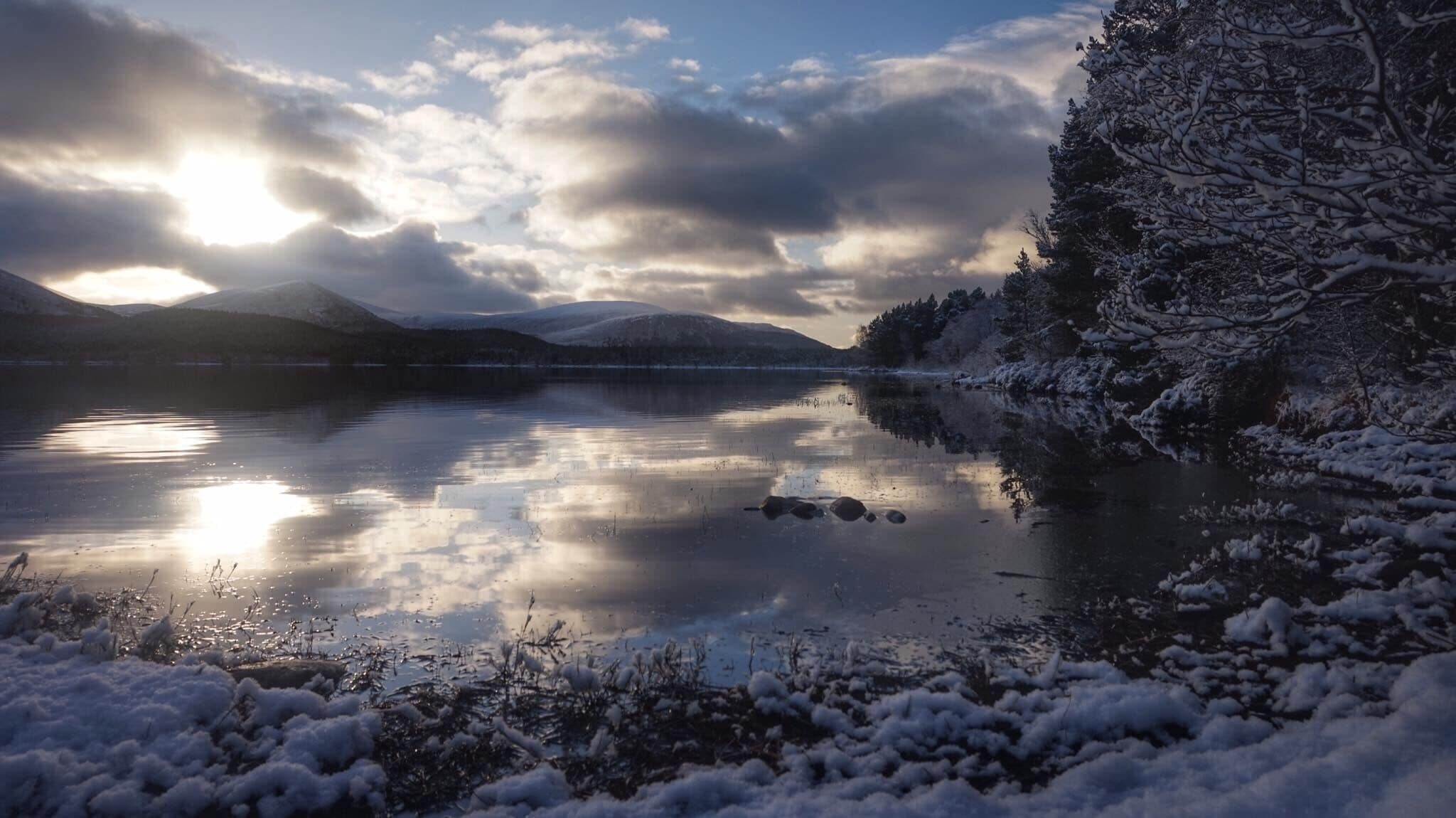 Stunning Loch Morlich nr. Aviemore in the Cairngorms ....lots of walks in this area or a trip up Cairngorm Funicular...
Especially stunning in the winter