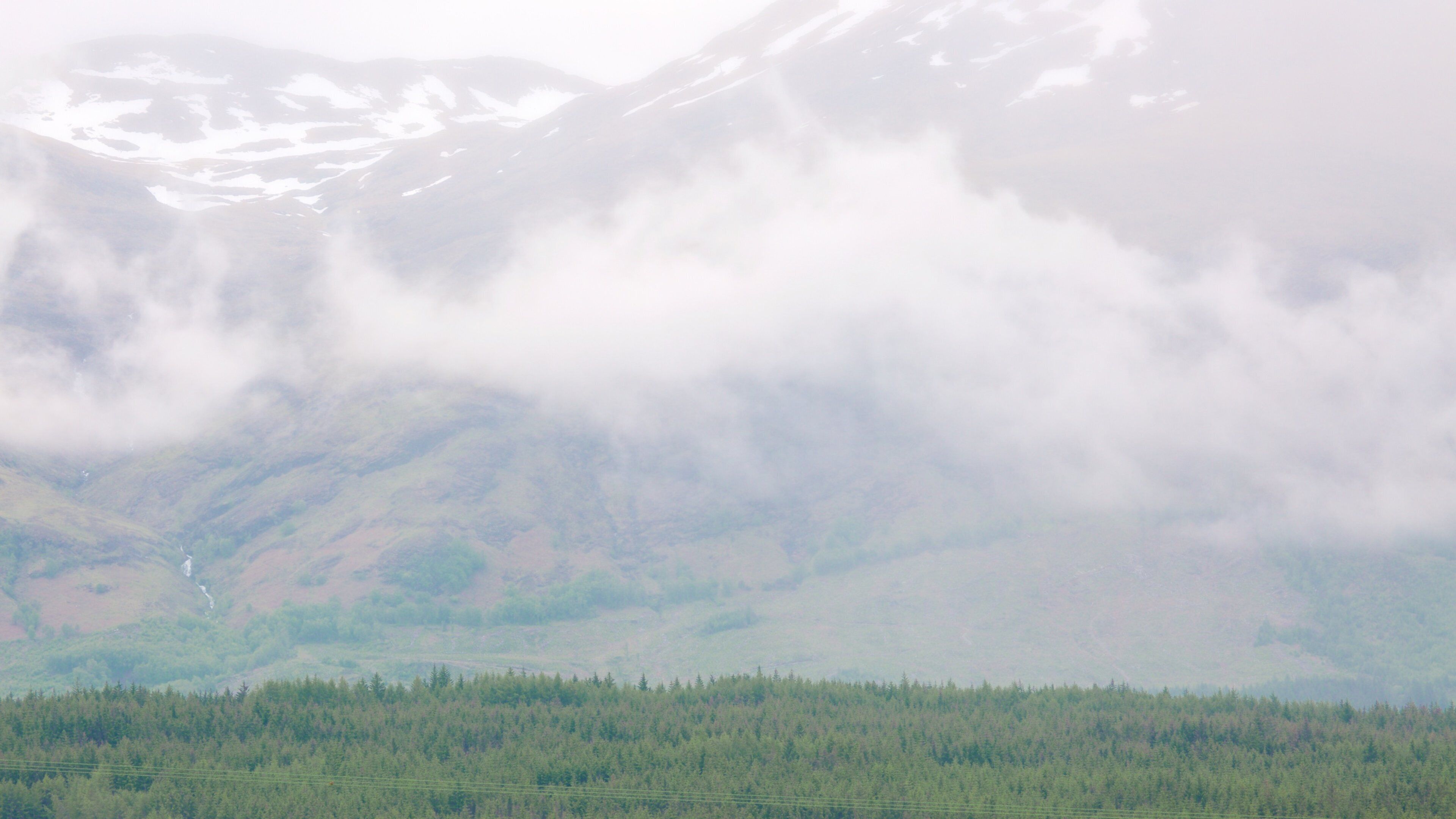 Ben Nevis showing mist or fog, tranquil scenes and mountains