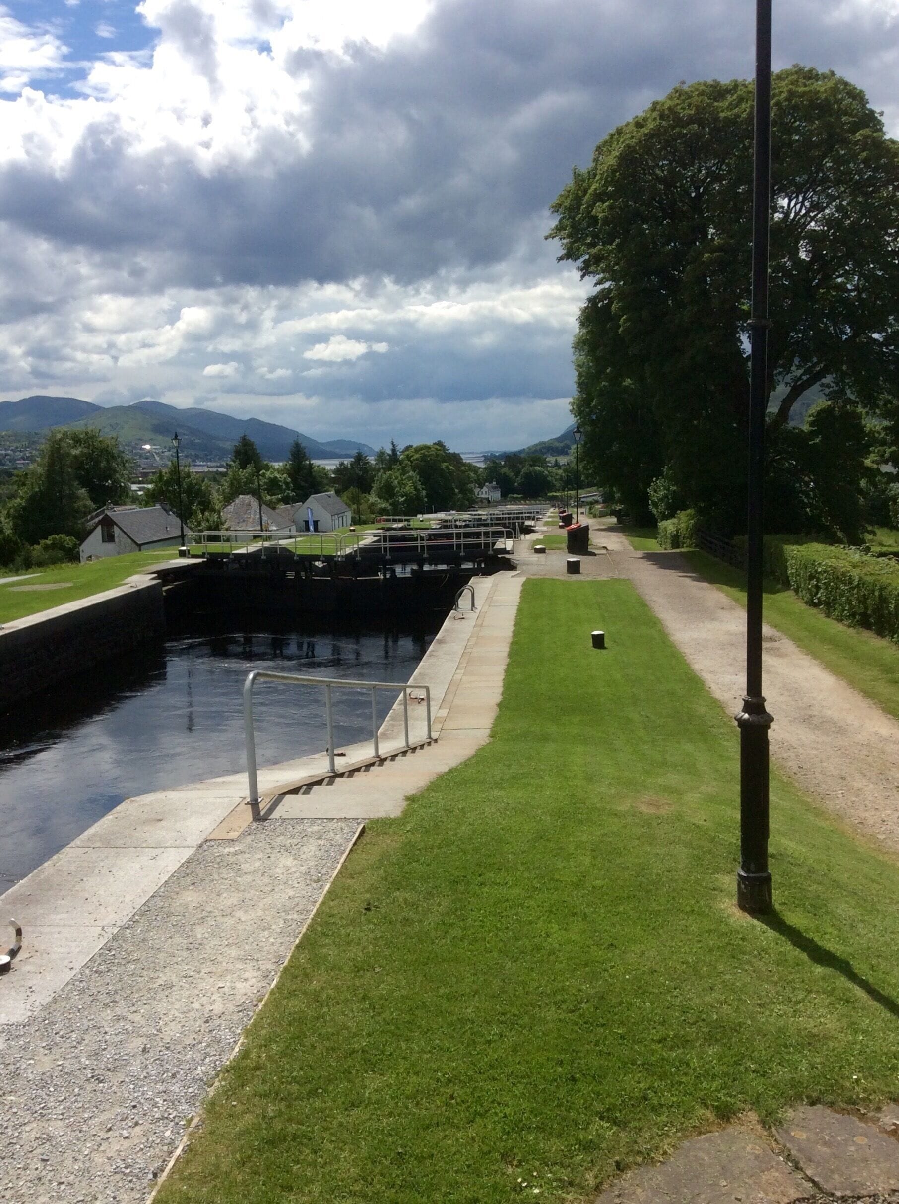 The Scottish canal system is interesting. This series of lochs carries ships from one loch to another.