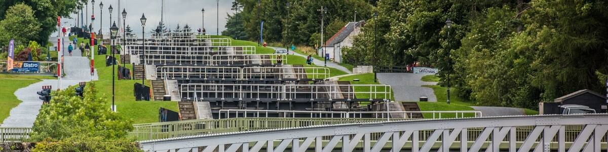 Now almost 200 years old, Neptunes Staircase is designed to lift or drop boats almost 20 metres in a series of 8 locks taking about 90 mins for the full cycle to take place. It's a small but worthwhile detour whilst travelling through Fort William to see it in operation.