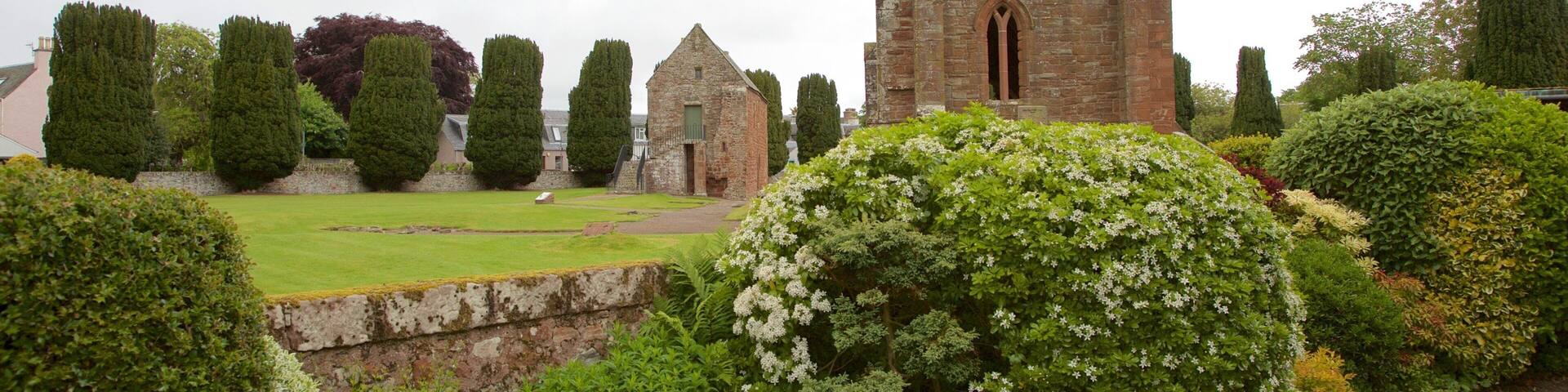 Fortrose Cathedral featuring a park, heritage elements and heritage architecture