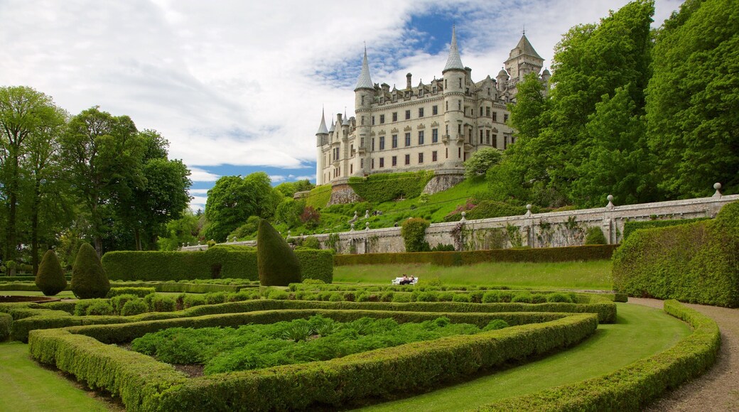Dunrobin Castle fasiliteter samt historisk arkitektur, kulturarv og slott