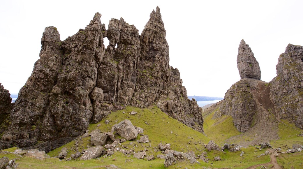 Old Man of Storr featuring mountains and tranquil scenes