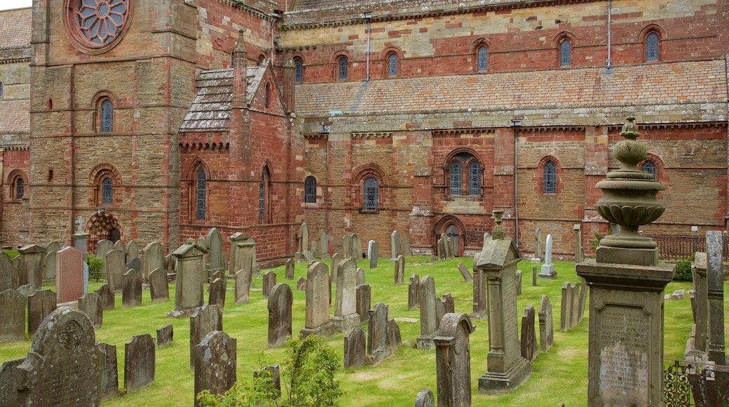 St. Magnus Cathedral which includes a cemetery, heritage architecture and a church or cathedral