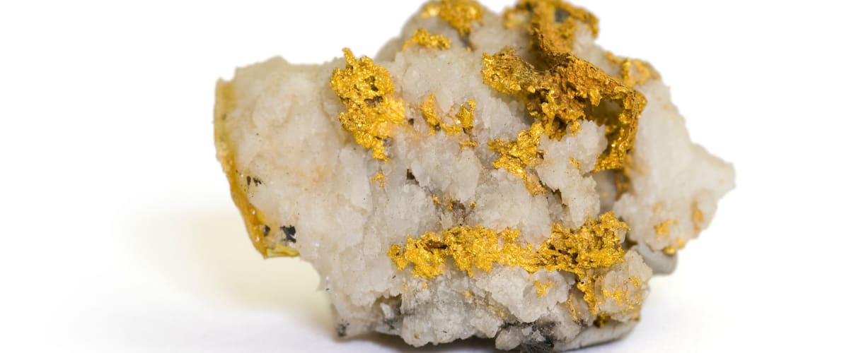 Native gold on quartz from Sonora, California. 2.6cm across.