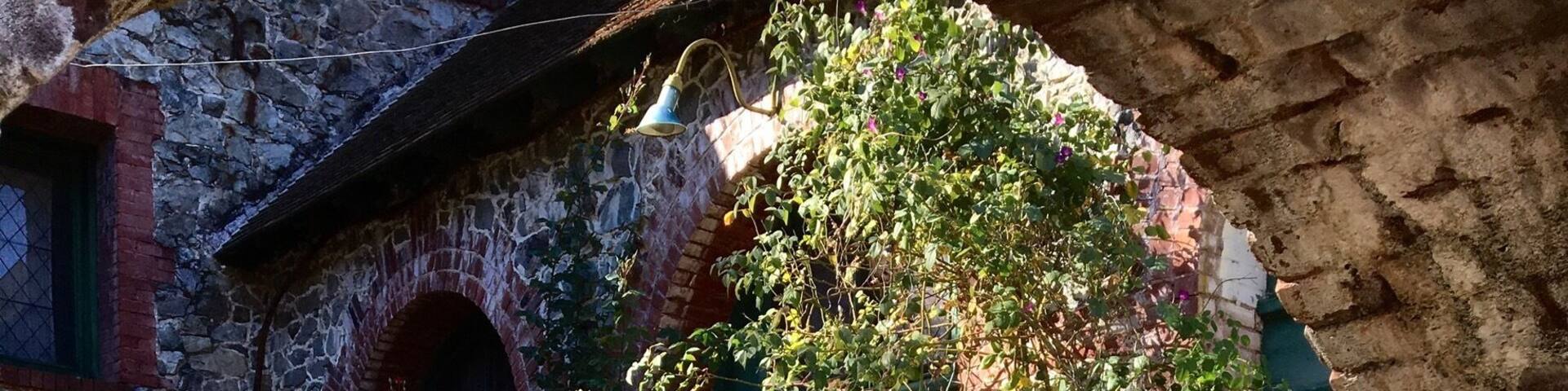 Bourne Cottage at Empire Mine State Historic Park. The grounds have a lovely garden and well kept historic artifacts dating back to the early days of mining in California.