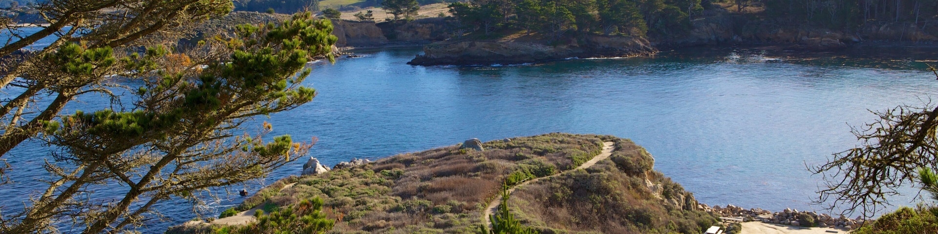 Point Lobos State Reserve ofreciendo montañas, vista panorámica y un lago o espejo de agua