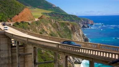 Bixby Bridge showing general coastal views, a bridge and rugged coastline