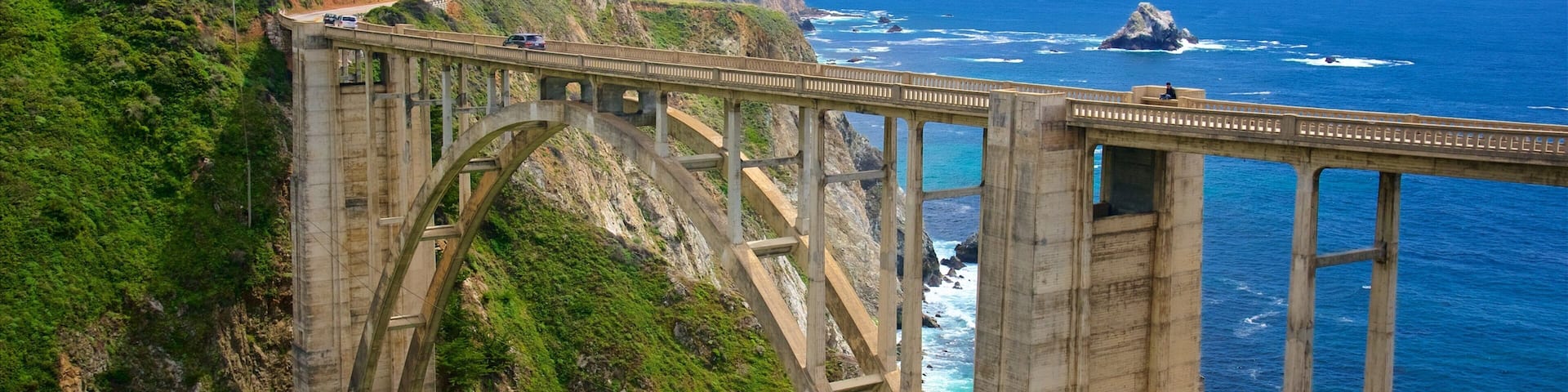 Bixby Bridge featuring a bridge, landscape views and general coastal views
