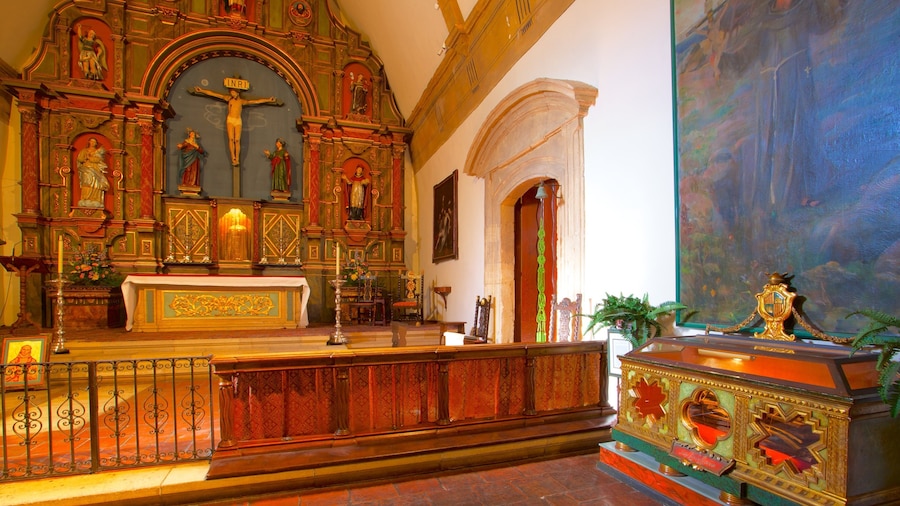 Carmel Mission Basilica which includes interior views, religious elements and a church or cathedral