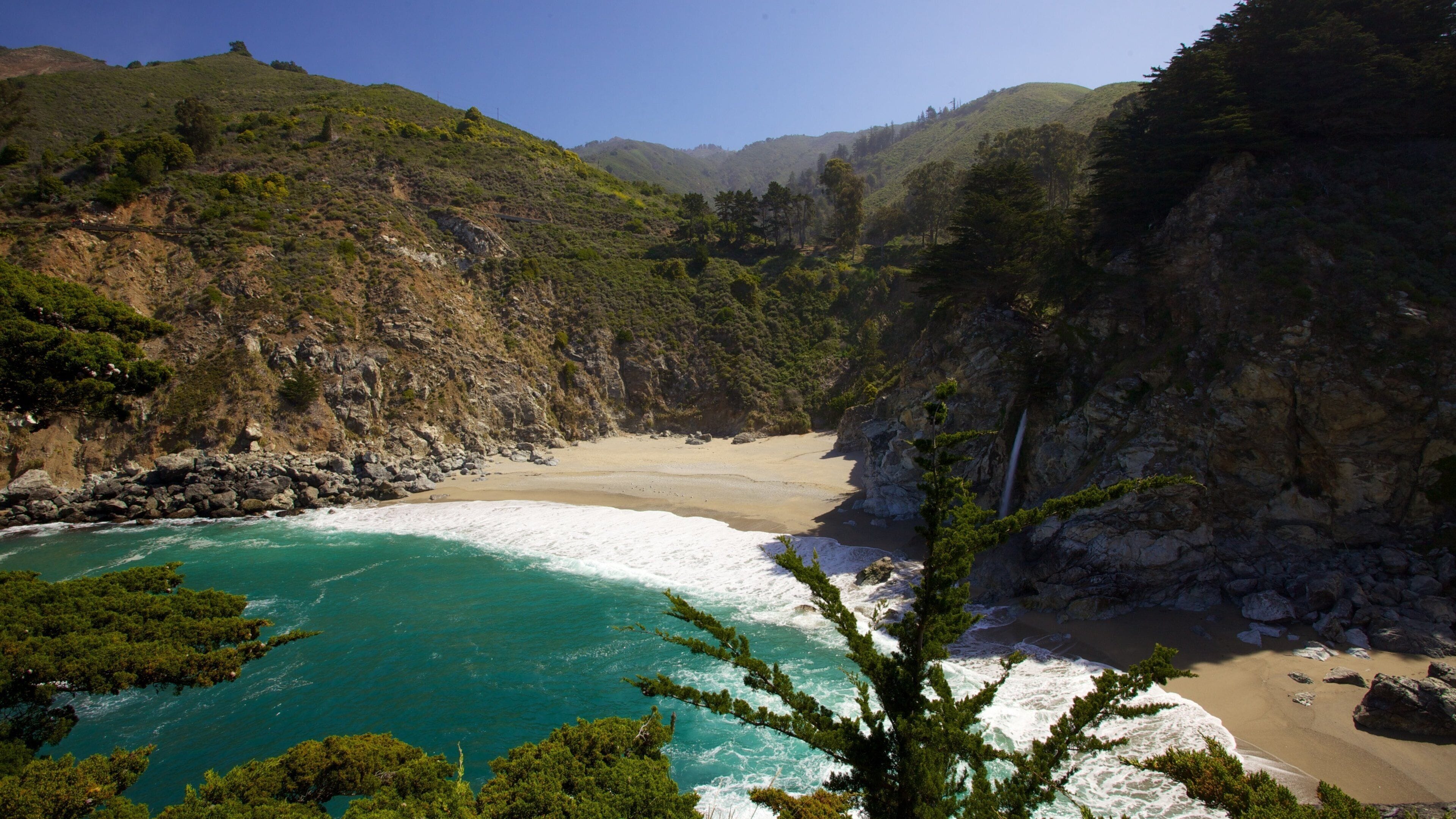 Pfeiffer Big Sur State Park which includes a sandy beach, general coastal views and landscape views