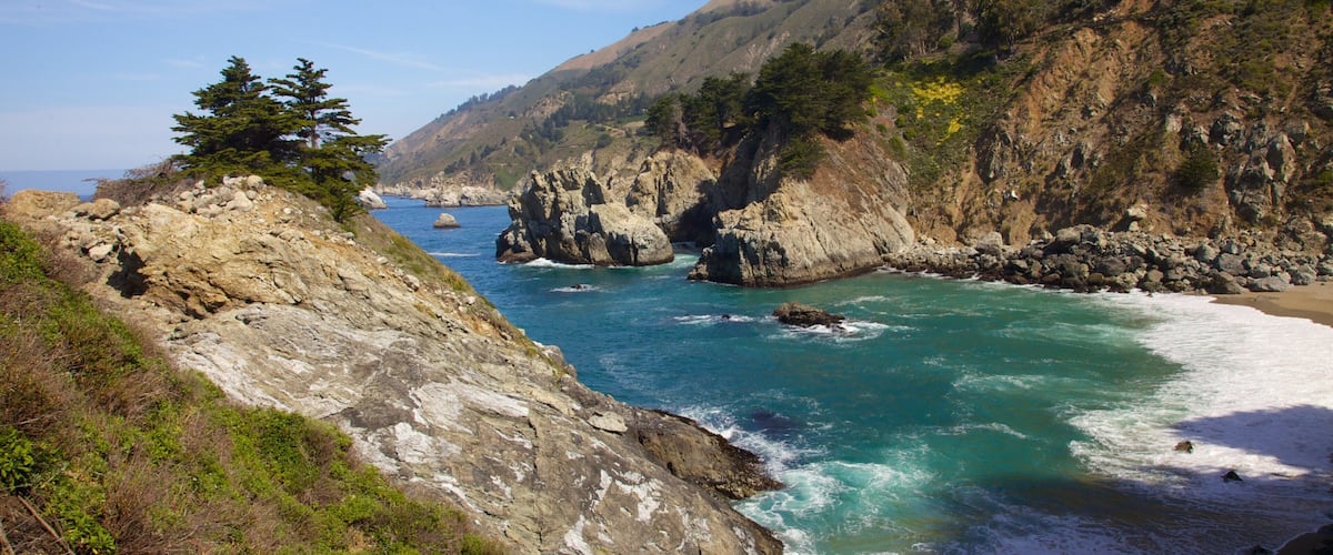 Pfeiffer Big Sur State Park featuring a river or creek, landscape views and a bay or harbour