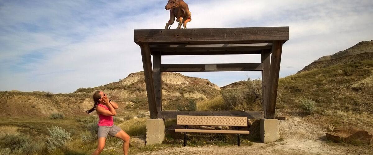 Making friends with the local wildlife in Dinosaur Provincial Park.