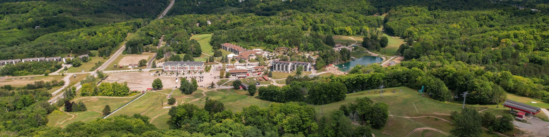 A Beautiful aerial view of Horseshoe Valley, Ontario, Canada