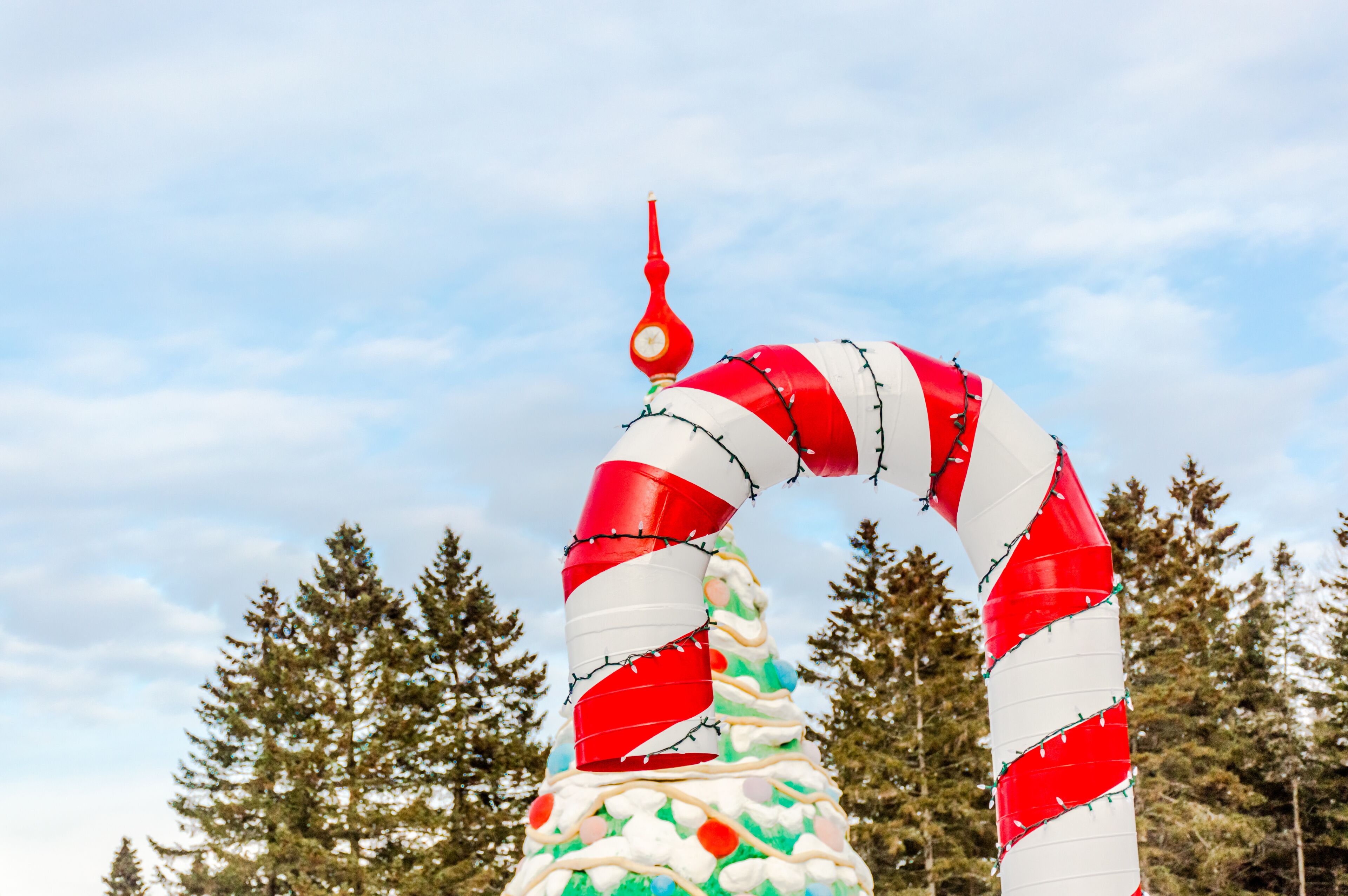 Christmas candy decoration in the village of Santa Claus in Quebec, Canada