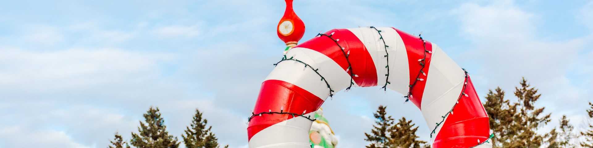 Christmas candy decoration in the village of Santa Claus in Quebec, Canada