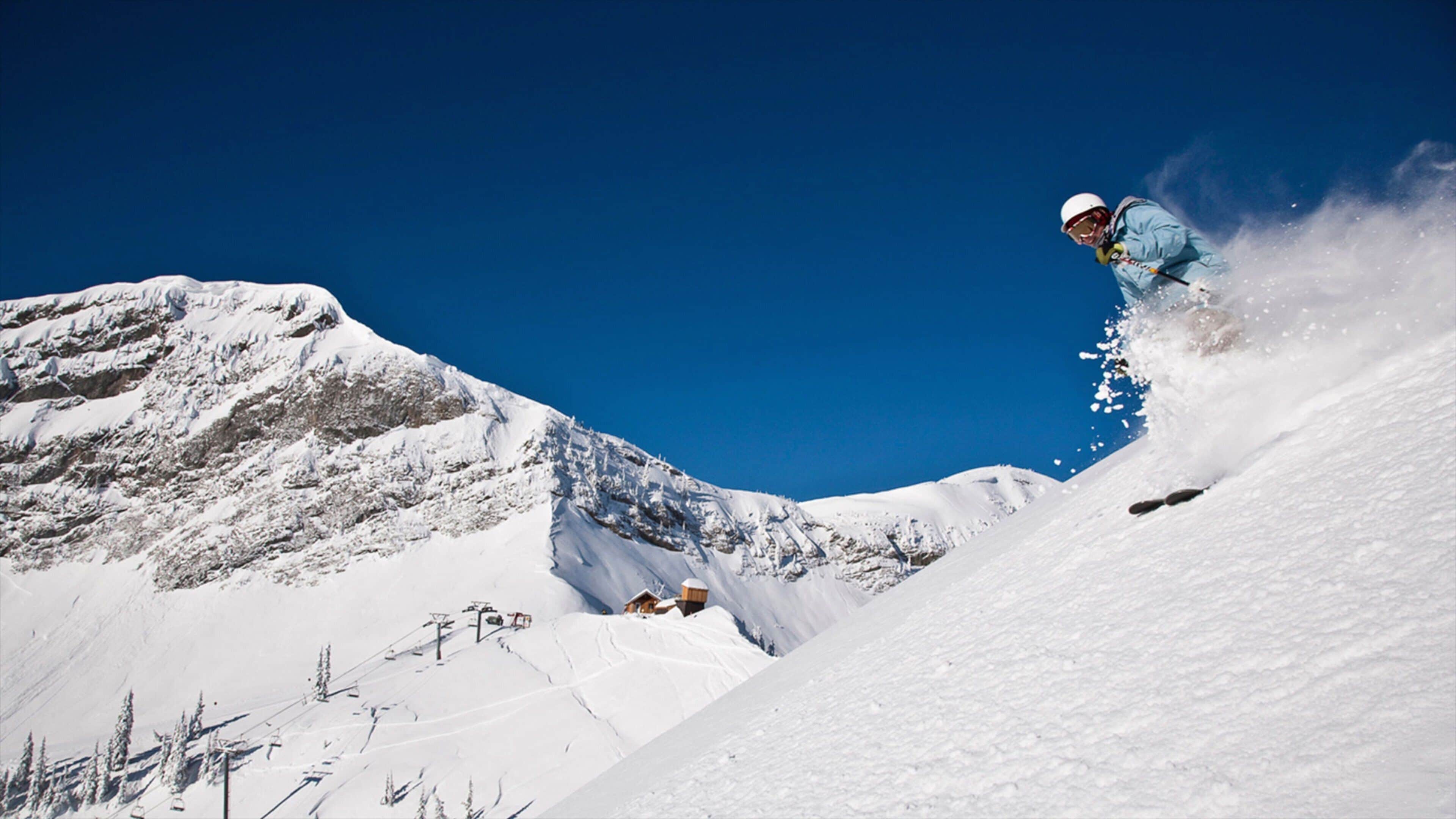 Fernie Alpine Resort que incluye montañas, nieve y esquiar en la nieve