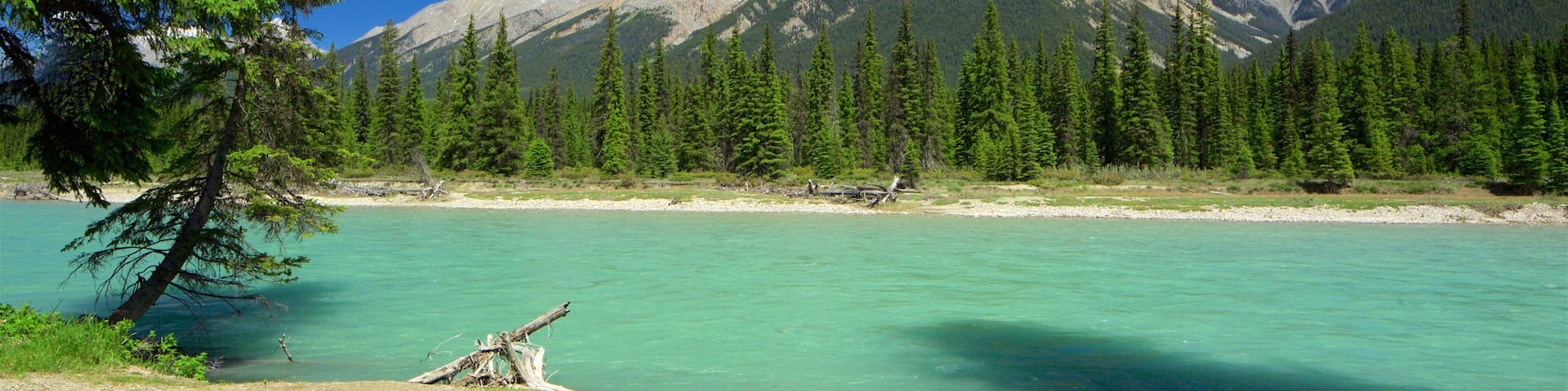 Kootenay National Park showing mountains and a lake or waterhole