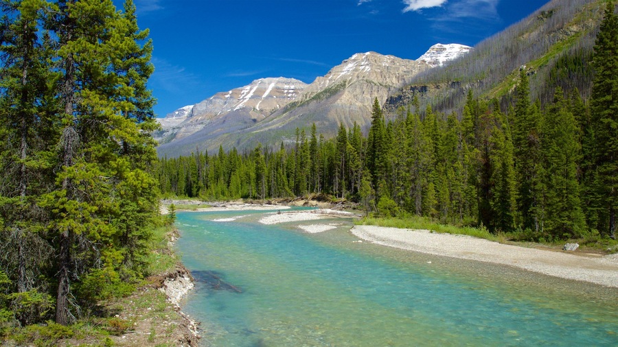 Kootenay National Park featuring mountains, a river or creek and tranquil scenes