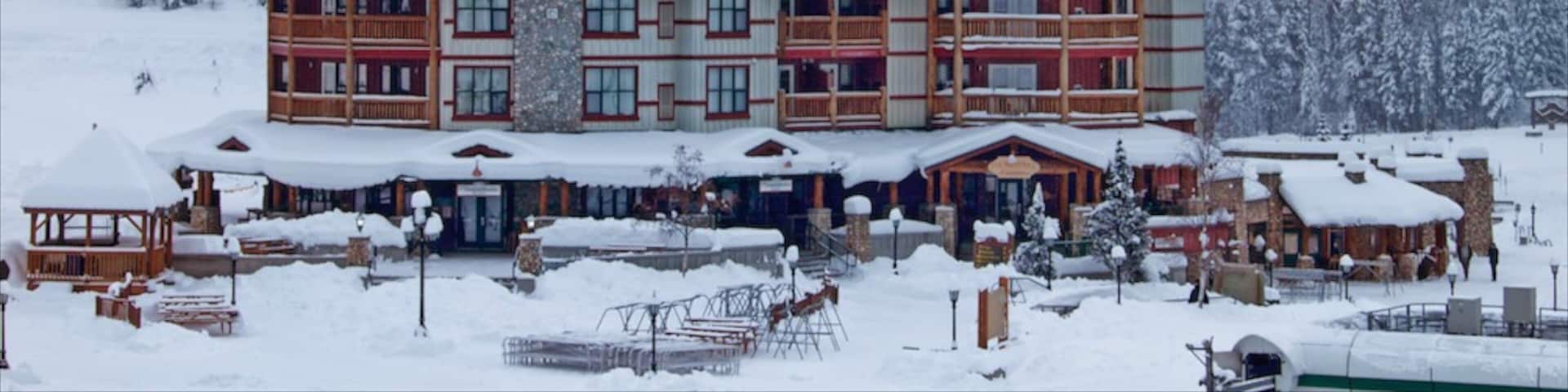 Kimberley Alpine Resort which includes snow and a sunset