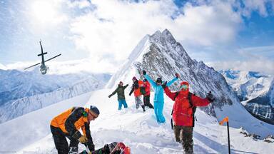 Panorama Mountain Ski Area showing mountains, an aircraft and snow
