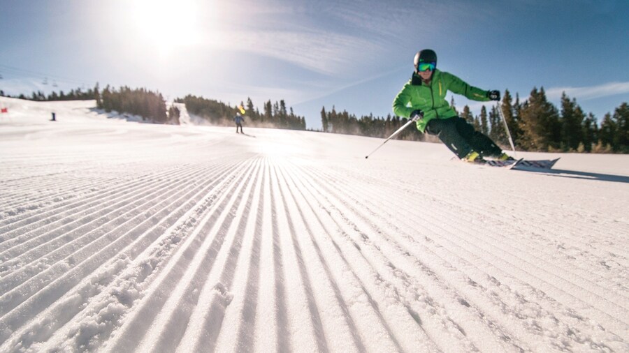 Panorama Mountain Ski Area which includes snow and snow skiing as well as an individual male