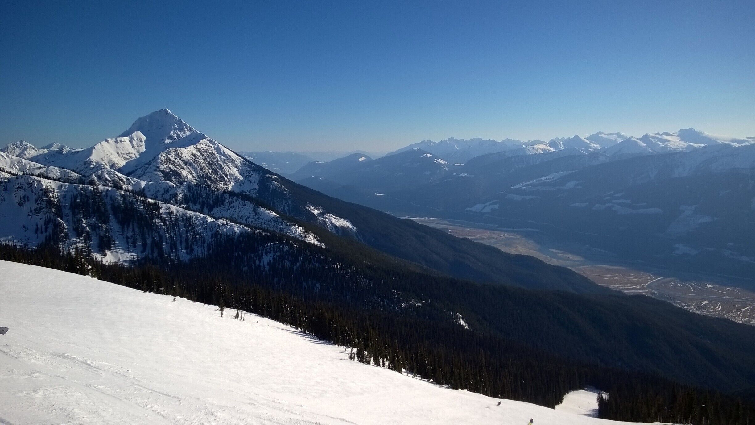 Just look at that view!  A rare, clear day at the top of Revelstoke.