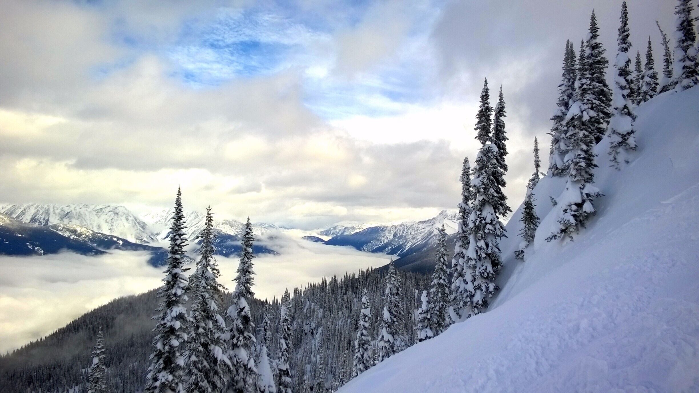I recently tried splitboarding for the first time in the backcountry around Revelstoke. This shot was taken while splitboarding up the north side of Mt Mackenzie, the out of bounds area at Revelstoke Mountain Resort. Such an incredible day!