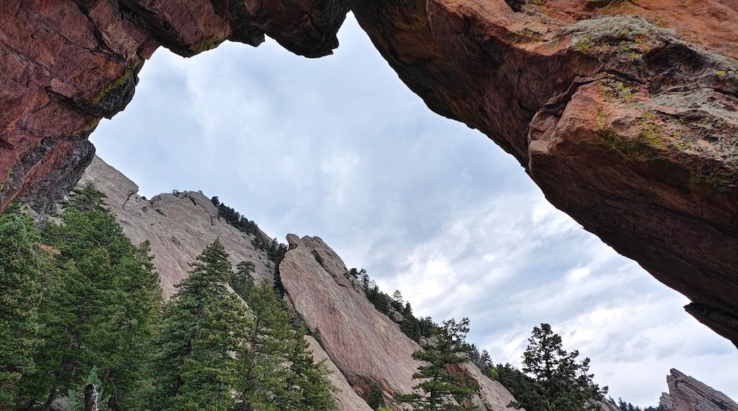 Royal Arch Rock Formation on Chautauqua Trail in Boulder, Colorado – Scenic Mountain Hike with Natural Stone Arch and Rugged Rocky Mountain Landscape