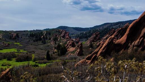 The cool slanted red rocks at Roxborough