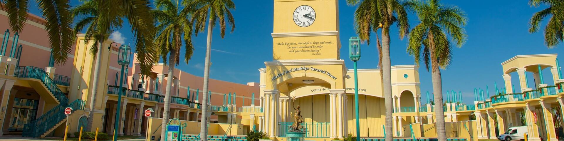 Mizner Park showing a city and a garden