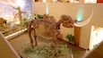 Une grande exposition de squelette de dinosaure dans un musée.