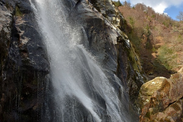 Powerscourt Waterfall
is a waterfall on the river Dargle near Enniskerry, County Wicklow, in Ireland, located in a valley surrounded by Djouce Mountain and the Great Sugar Loaf. At a height of 121 metres (397 ft), it is the highest waterfall in Ireland. The waterfall and surrounding valley are owned by the Powerscourt Estate.