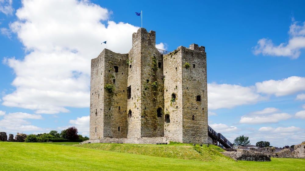 A panoramic view of Trim castle in County Meath on the River Boyne, Ireland. It is the largest Anglo-Norman Castle in Ireland
