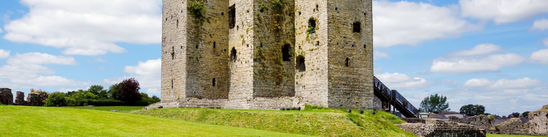 A panoramic view of Trim castle in County Meath on the River Boyne, Ireland. It is the largest Anglo-Norman Castle in Ireland