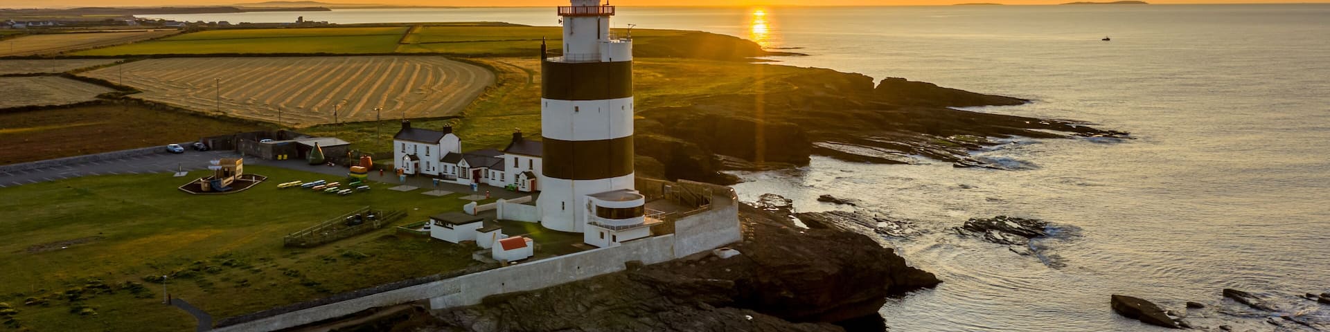 Aerial view, Hook Lighthouse is a building situated on Hook Head at the tip of the Hook Peninsula in County Wexford, in Ireland.It is one of the oldest lighthouses in the world.